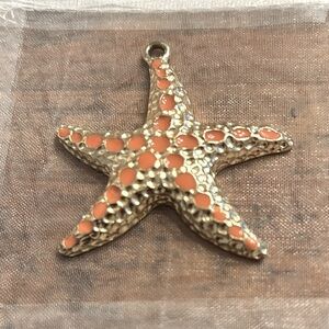 Vintage Gold and peach‎ Orange Starfish Pendant